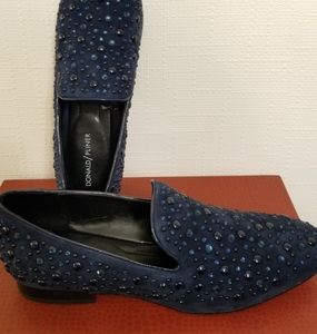 Donald Pliner Women's  US 8.5 LynnSP-KS Navy Kidsuede Slip On Flat Loafer